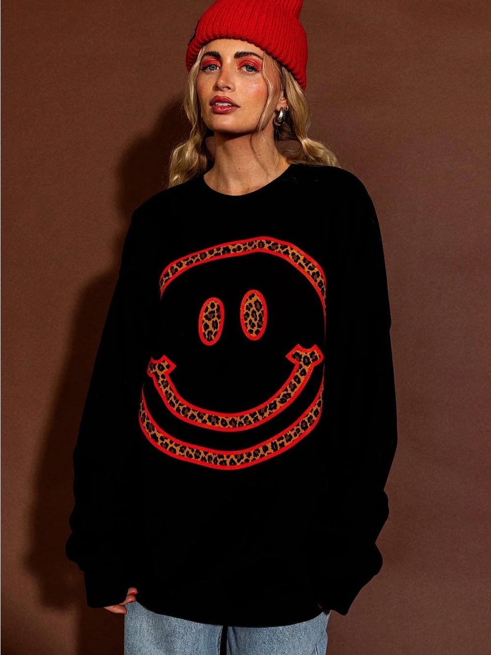LALA ORIGINAL
The World Needs Your Magic Oversized Pullover in Black + Leopard L